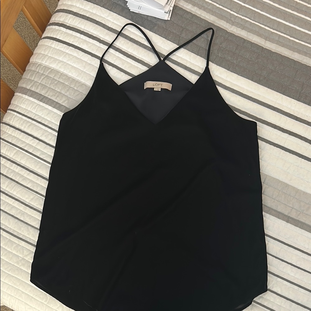 LOFT Black Velvet Halter Tank Camisole